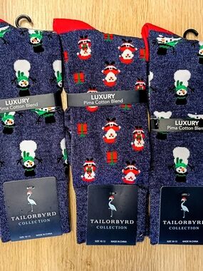 TAILORBYRD Men's size 10-13 Socks Holiday Set of 3 Collection BRAND-NEW w/tags